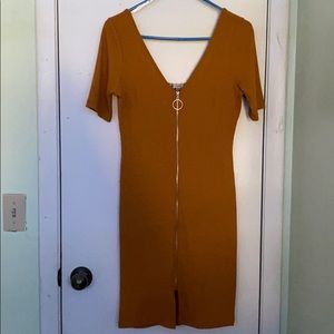 Mustard Yellow Zipper Dress
